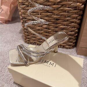 Gold Strappy Rhinestone Heels